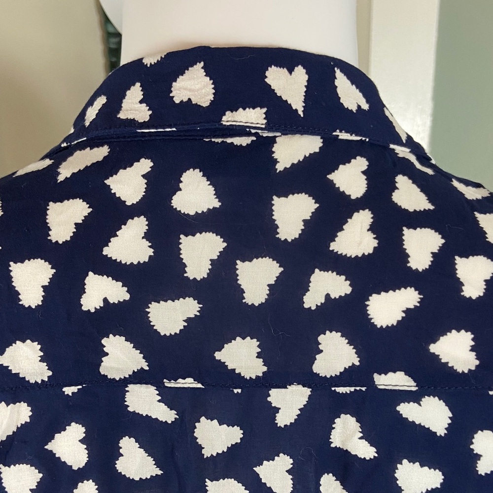 11 1 Tylho Anthopologie Larkin Heart Print Shirt Tunic Mini Dress Blouse Top S - Picture 11 of 12